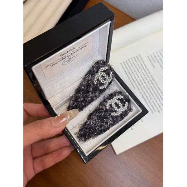 Chanel シャネルハイブランドヘアクリップ 2個セット 気質 前髪 クリップ スウィート ガールズ ダックビル クリップ ヘッドドレス ヘアアクセサリー ツイードヘアピン