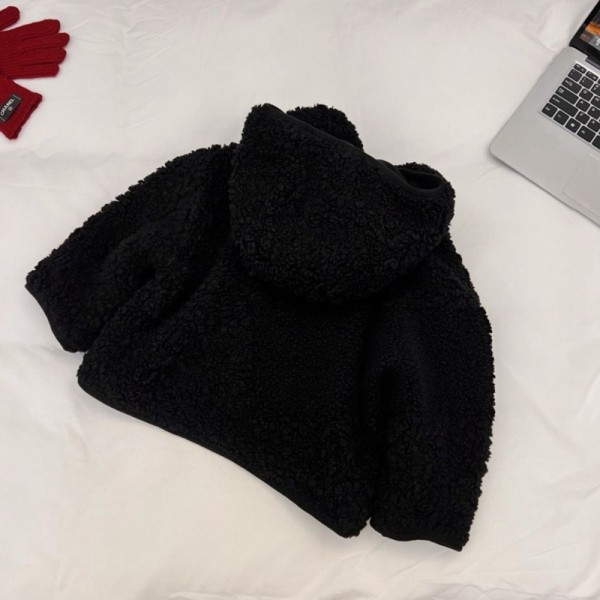 Chanel シャネルブランド子供服 女の子 ボアジャケット キッズ ボアフリース 厚手 フード付き もこもこ ベビー服 アウター ブルゾン ボアコート 無地 可愛い おしゃれ 90-150cm