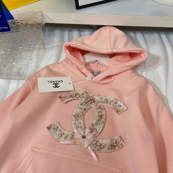 Chanel シャネルブランドパーカー セットアップ キッズ 女の子 立体ロゴ付き 厚手 フード付き スウェット 100¬160cm 上下 2点セット 裏起毛 ジャージ 子供服 長袖 コート トップス スウェット 長パンツ 防寒 可愛い カジュアル スポーツ 部屋着 春 秋 冬