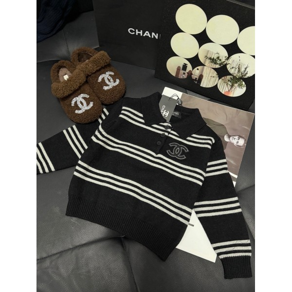 Chanel シャネルハイブランド子供セーター ポロシャツ キッズニットシャツ ボーイズ 春 秋 長袖 ポロネック 90-160cm ボーダー柄 切り替え ゆったり 着痩せ 軽量 薄手 シンプル 着回し 上品 おしゃれ カジュアル 街歩き スポーツ 登山 普段着