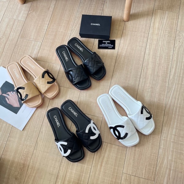 Chanel シャネルブランドスリッパ レディース フラット ミュール ローヒール サンダル 脱げない おしゃれ かわいい 大きいサイズ 靴 シューズ スクエアトゥ つま先保護 225¬260mm かかとなし コンフォート 通勤 イベント 普段 日常 スリッパ ローファー