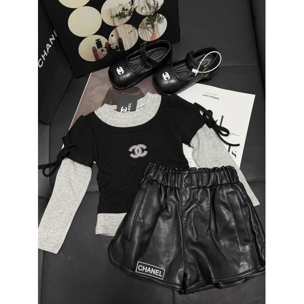Chanel シャネルハイブランドｔシャツ子供服 長袖 女の子 セットアップ ワイドパンツ キッズ ジャージー ２点セット 長袖 トップス 無地 スウェット プルオーバー 韓国風 可愛い お洒落 90 100 110 120 130 140 150 160cm 
