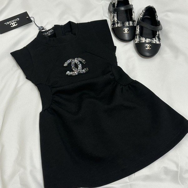 Chanel シャネルハイブランドキッズ ワンピース 女の子 スカート ノースリーブ ドレス 子供服 120-170cm 通気性 袖なし 肌着 柔らかい 快適袖 クルーネック カジュアル 普段着 通学 お出かけ 海辺