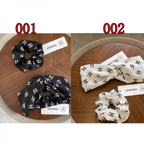 シャネル風Cロゴヘアシュシュ スクランチー 2点セット ヘアバンド Chanel ヘアアクセサリー ヘアターバンモノグラム 黒 白セット商品 2026新作 おしゃれデイリー使い