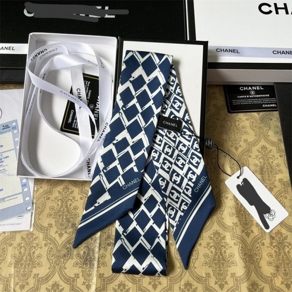 Chanel シャネルハイブランド レディース スカーフ シルク風 リボンスカーフ 細長 ツイリー ネッカチーフ ヘアバンド バッグ飾り 多機能 ファッション 小物 通勤 旅行 春夏秋冬 おしゃれ プレゼント