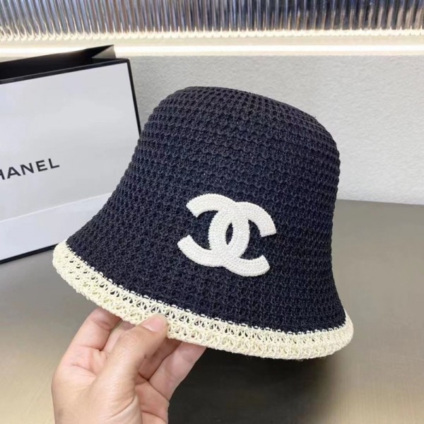Chanel シャネルハイブランドバケットハット 春夏 ダウンブリム 軽い 蒸れない 通気性が良い シワがつきにくい トレンド 紫外線対策 おしゃれ ブラック ブラウン ベージュ 大きめ サイズ調整可能性