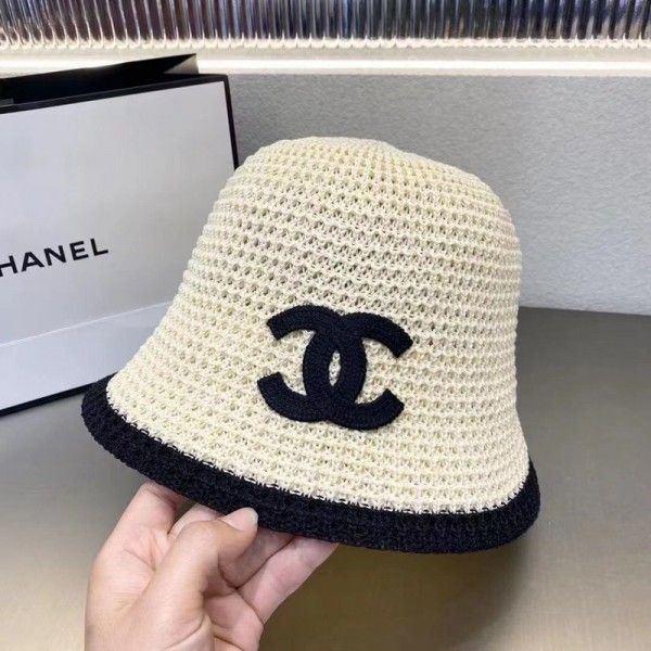 Chanel シャネルハイブランドバケットハット 春夏 ダウンブリム 軽い 蒸れない 通気性が良い シワがつきにくい トレンド 紫外線対策 おしゃれ ブラック ブラウン ベージュ 大きめ サイズ調整可能性