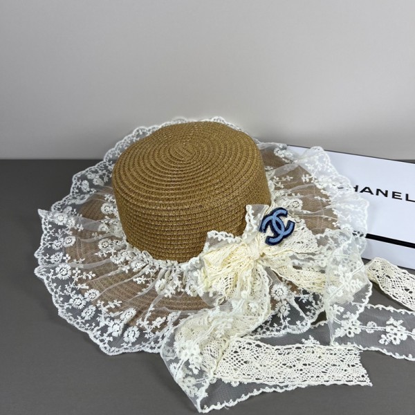 Chanel シャネルブランド麦わら帽子 レディース つば広 UVカット帽子 花柄 蝶結び リボン レース ストローハット UVカット 紫外線対策 日除け帽子 ナチュラル 爽やか 変形自由 女優帽 ハット 折り畳み 旅行 通勤 春夏