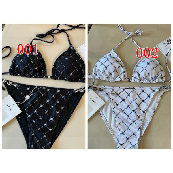Chanel シャネルハイブランド水着 ビキニ レディース 2点セット スイミング服 セクシー 三角 ビキニセット ハイレグ S-XL パッド入り キュート 盛れる セパレーツ 海水浴 水泳 温泉 砂浜 女性用水着 フリーサイズ