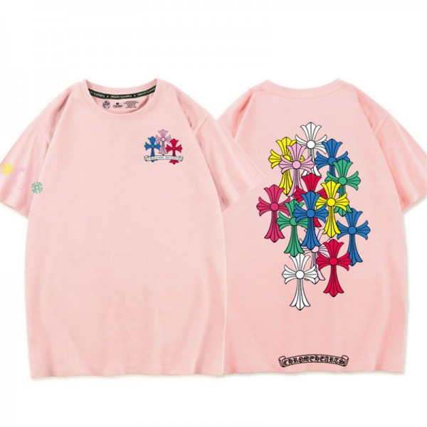クロムハーツブランドtシャツ スタイリッシュ 高品質 半袖 tシャツ 上着 ドロップショルダー カジュアル tシャツ トップス 男女兼用