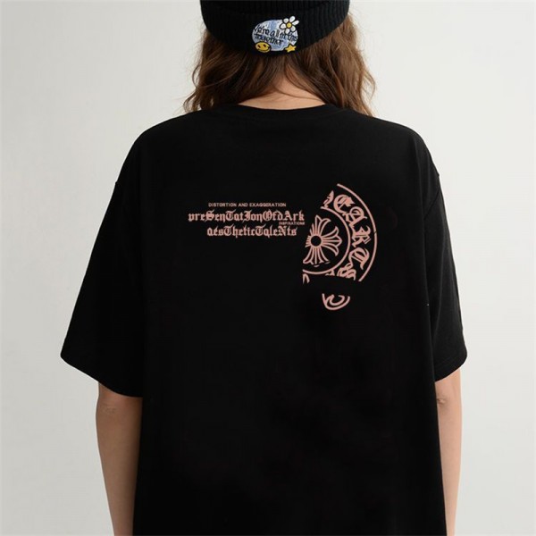 クロムハーツブランドtシャツ シンプル 高品質 半袖tシャツ レディースメンズ人気 tシャツ トップス コットン 着心地がよい tシャツ 上着 