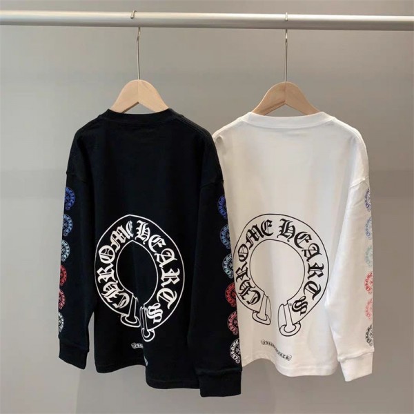 クロムハーツ Chrome Heartsブランドキッズ長袖tシャツ カットソー 子供服 ブランド春秋tシャツオーバーサイズ大人の上質トレーナー インナーtシャツ  ユニセック ブランド100 - 160CM