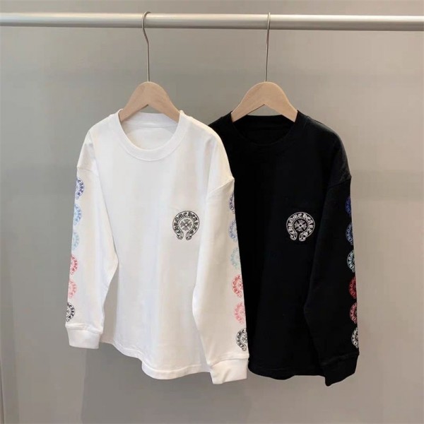 クロムハーツ Chrome Heartsブランドキッズ長袖tシャツ カットソー 子供服 ブランド春秋tシャツオーバーサイズ大人の上質トレーナー インナーtシャツ  ユニセック ブランド100 - 160CM