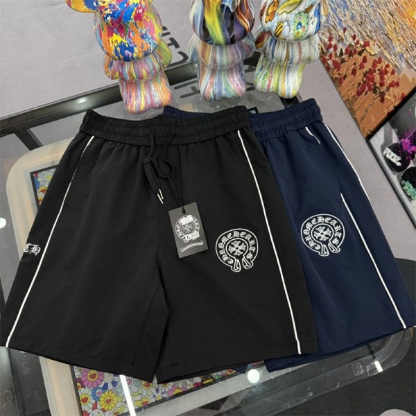 クロムハーツ メンズ ハーフパンツ 冷感 Chrome Hearts ブランド ショートパンツ S-  5XL 速乾 通気性 5分丈 ゆったり ジップポケット 調整紐付き 短パン スポーツ ジム トレーニング ランニング 夏用 カジュアル おしゃれ アウトドアウェア