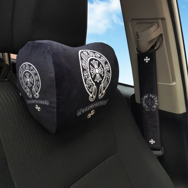 ブランド クロムハーツ ヘッドレスト 車 Chrome Hearts ネックパッド ネックピロー 低反発 通気性設計 取り付け簡単 調節可能 洗濯可 頚椎サポート 枕 旅行