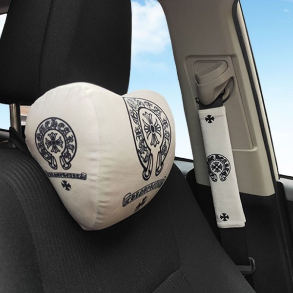 ブランド クロムハーツ ヘッドレスト 車 Chrome Hearts ネックパッド ネックピロー 低反発 通気性設計 取り付け簡単 調節可能 洗濯可 頚椎サポート 枕 旅行