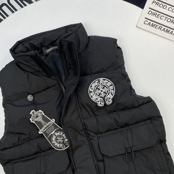 クロムハーツ Chrome Heartsブランド子供 キッズベスト 100-160cm 女の子 男の子 男女兼用 子ども服 中に着用する 暖かい 可愛い ダウンコート軽量 ダウンウエスト 中綿 ダウン ベスト 秋冬 防寒 通園 通学 