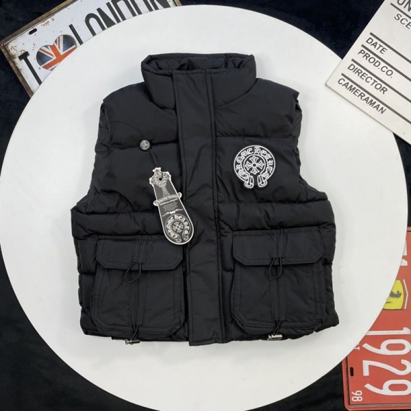 クロムハーツ Chrome Heartsブランド子供 キッズベスト 100-160cm 女の子 男の子 男女兼用 子ども服 中に着用する 暖かい 可愛い ダウンコート軽量 ダウンウエスト 中綿 ダウン ベスト 秋冬 防寒 通園 通学 