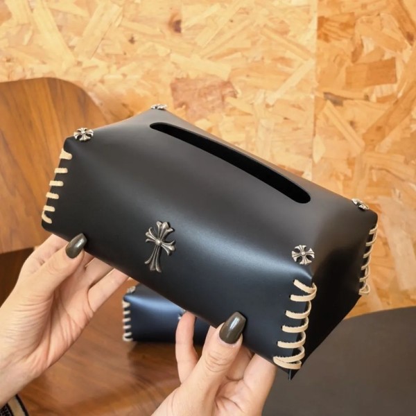Chrome Hearts ブランドティッシュケース おしゃれ フェイクレザー 流行り クロムハーツティッシュカバー PUレザー 汚れが気になりにくい 北欧 個性 キッチン 洗面所 車