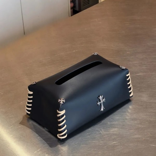 Chrome Hearts ブランドティッシュケース おしゃれ フェイクレザー 流行り クロムハーツティッシュカバー PUレザー 汚れが気になりにくい 北欧 個性 キッチン 洗面所 車