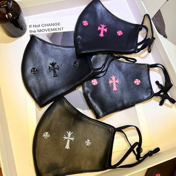 クロムハーツ Chrome Heartsブランドラバーマスク リベット レザー マスク 洗える 耳痛くない 肌荒れしない 快適 立体マスク 小顔 セクシー パーティー ハロウィン コスチューム 