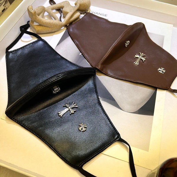 クロムハーツ Chrome Heartsブランドラバーマスク リベット レザー マスク 洗える 耳痛くない 肌荒れしない 快適 立体マスク 小顔 セクシー パーティー ハロウィン コスチューム 