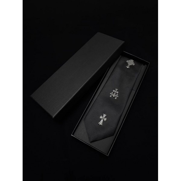 ブランドChrome Hearts ネクタイ レディース メンズ パンク メタル 十字架付き クロムハーツネクタイ プレタイド 調節可能 ブラック ネクタイ ユニフォーム スクール シャツ アクセサリー