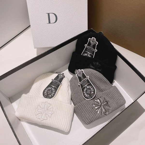 クロムハーツ Chrome Heartsブランドビーニー帽 メンズ 秋 冬 ニット帽子 防寒帽子 帽子 ニットキャップ 肌に優しい リブ編み 厚手 ストレッチ性 流行り 通気 ふんわり アウトドア 旅行 男女兼用