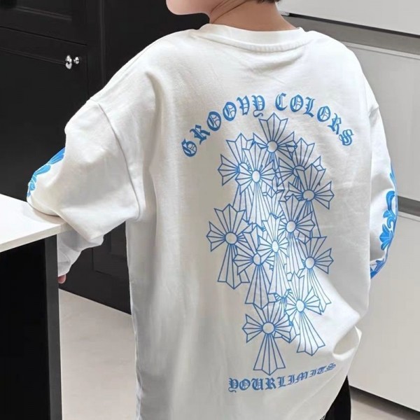 クロムハーツ Chrome Heartst 子供長袖Tシャツ ハイブランドキッズロングtシャツ 高品質 韓国 おしゃれ tシャツ 110-170CM ボーイズ 激安 パロディ 上着 トップス
