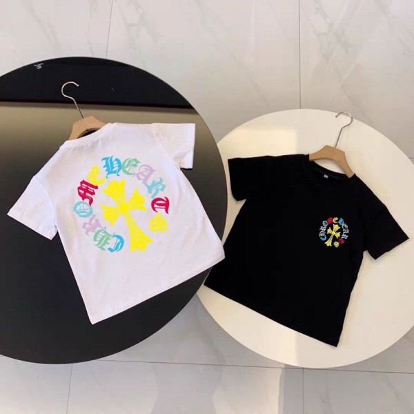 クロムハーツ Chrome HeartsブランドキッズTシャツ 男の子 ボーイズ 子供服ｔシャツ キッズ ベビー服 ジュニア 春 夏 100％綿 半袖トップス 薄手 110-160cm アウトドア 可愛い カジュアル おしゃれ 