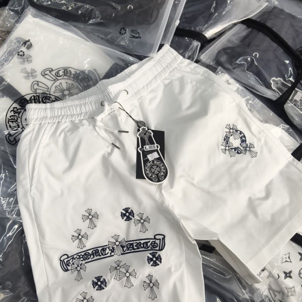 ブランドChrome hearts クロムハーツアウトドア ハーフパンツ メンズ ショーツ 半ズボン 刺繍パンツ 夏 スポーツショーツ スウェット 短パン ランニング ジッパーポケット付 M-5XL
