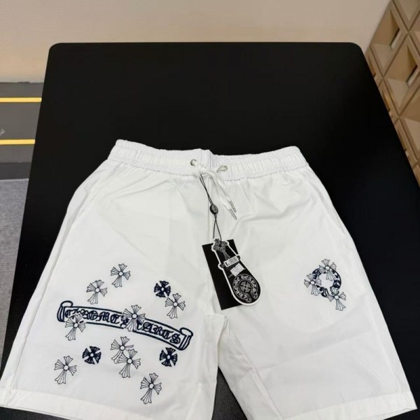 ブランドChrome hearts クロムハーツアウトドア ハーフパンツ メンズ ショーツ 半ズボン 刺繍パンツ 夏 スポーツショーツ スウェット 短パン ランニング ジッパーポケット付 M-5XL