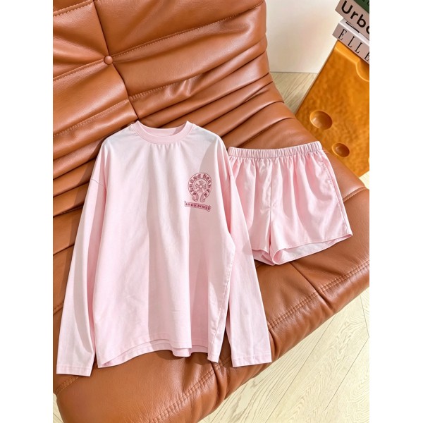 クロムハーツ Chrome Heartsブランドレディース トレーナー ショートパンツ 2点セット 長袖tシャツ ショートパンツ カジュアル スポーティ スタイリッシュ 快適着心地 可愛い おしゃれ ゆったり
