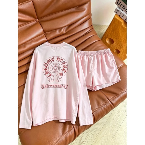 クロムハーツ Chrome Heartsブランドレディース トレーナー ショートパンツ 2点セット 長袖tシャツ ショートパンツ カジュアル スポーティ スタイリッシュ 快適着心地 可愛い おしゃれ ゆったり