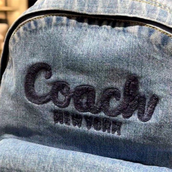 Coach コーチハイブランドデニムリュック レディース リュックサック 女の子バックパック 大容量 多機能 韓国 カジュアル 通勤 通学 人気