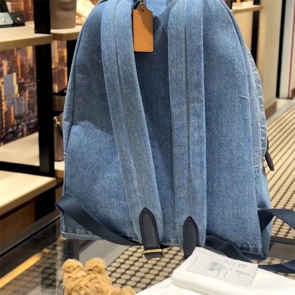 Coach コーチハイブランドデニムリュック レディース リュックサック 女の子バックパック 大容量 多機能 韓国 カジュアル 通勤 通学 人気