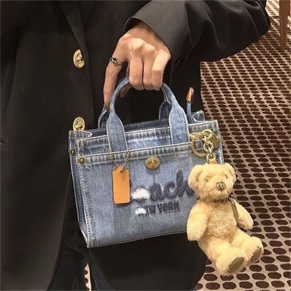Coachデニム ショルダー トートバッグ コーチデニムトートバッグ 個性 レディース ミニ 肩掛け 斜めがけ 小さい バッグ