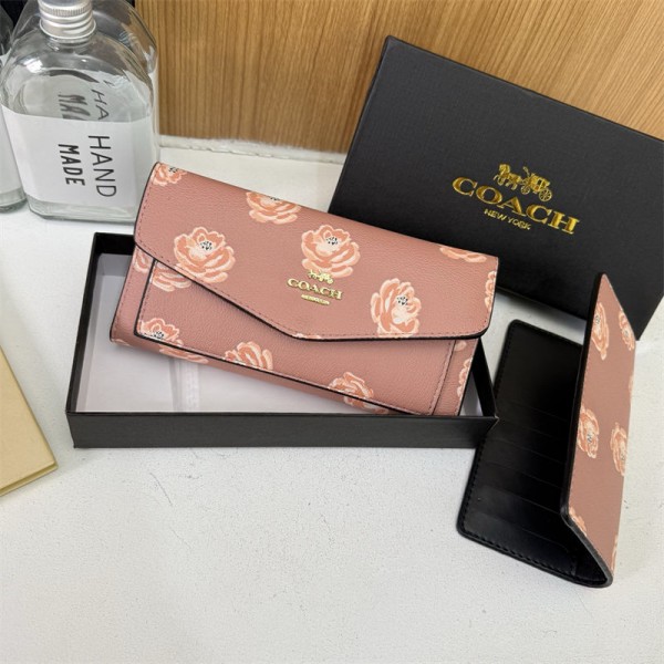 Coach コーチブランド財布 長財布レディース PU革 薄い 大容量 人気 ウォレット 小銭入れ カードケース レシート スキミング防止 レディース長財布 誕生日 プレゼント おしゃれ