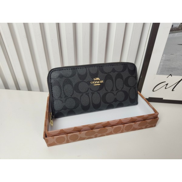 Coach コーチブランドファスナー長財布 レディース PU革ウォレット コンパクト 気質 軽い カード多枚収納 小銭ポケット付き シンプル ボックス型 上品 大人 女性用 ギフト プレゼント 対応 