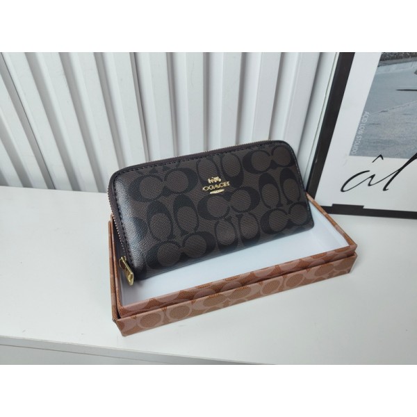 Coach コーチブランドファスナー長財布 レディース PU革ウォレット コンパクト 気質 軽い カード多枚収納 小銭ポケット付き シンプル ボックス型 上品 大人 女性用 ギフト プレゼント 対応 