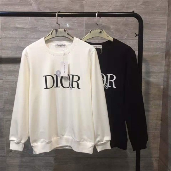 ディオール パーカーハイブランドDior ブラック ホワイトコットン 高品質 プルオーバー 秋冬 裏起毛 裏起毛なし スウェット 上着 大きいサイズ ゆったり トレーナー