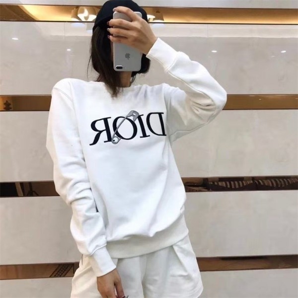 ディオール パーカーハイブランドDior ブラック ホワイトコットン 高品質 プルオーバー 秋冬 裏起毛 裏起毛なし スウェット 上着 大きいサイズ ゆったり トレーナー