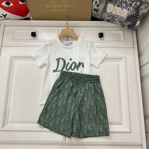 ディオール 子供服 ブランドDIOR キッズ 半袖tシャツ 半ズボン 上下セット ガールズ ボーイ 少年 少女 コットン tシャツ 半パンツ 遊び 通学 