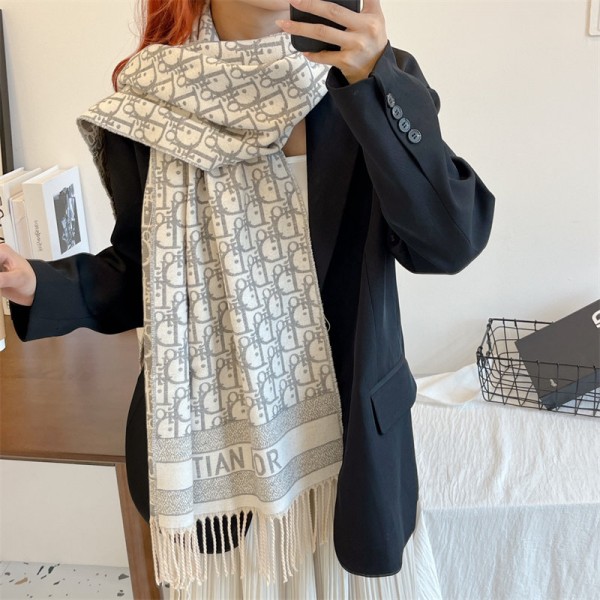 Dior ディオールハイブランド 秋冬 マフラーブランドパロディ ストール 激安肌に優しい ブランドショール男女兼用 リバーシブルマフラー 肩掛け