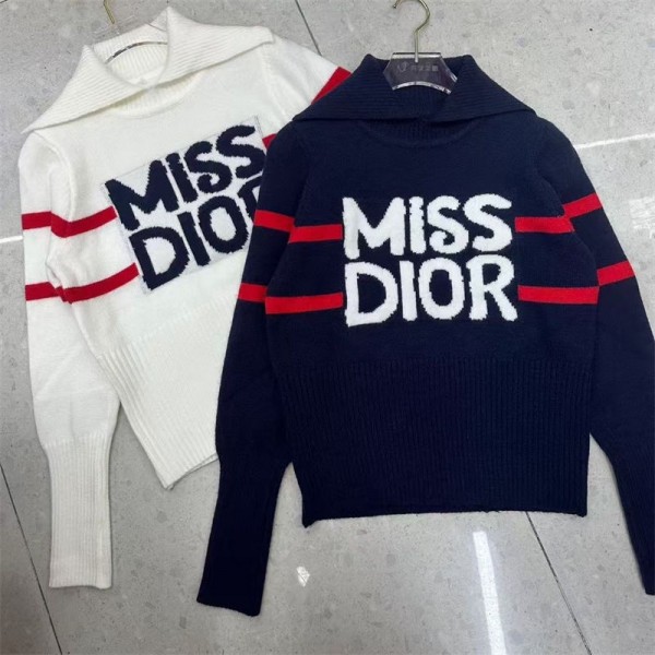 Dior ディオールハイブランドセーター レディース ニットトップス カットソー フード付き パーカー ゆったり 体型カバー 保温 長袖 上品 おしゃれ 可愛い 着痩せ 可愛い カジュアル リブ トップス アウター 通勤 秋 冬 S - XL