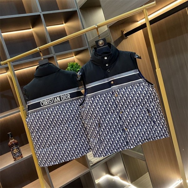 Dior ディオール リバーシブルベスト メンズ アウトドア 両面着 ハイブランド 中綿 チョッキ 通気性 多機能 軽量 撮影 登山 ポケット多い ノースリーブ アウター ジレ M - 5XL ハイキング フィッシング 釣り 旅行 登山 通勤 大きいサイズ