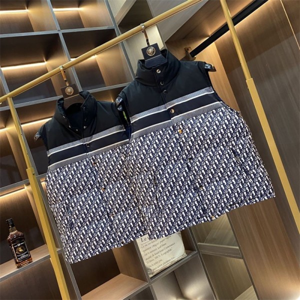 Dior ディオール リバーシブルベスト メンズ アウトドア 両面着 ハイブランド 中綿 チョッキ 通気性 多機能 軽量 撮影 登山 ポケット多い ノースリーブ アウター ジレ M - 5XL ハイキング フィッシング 釣り 旅行 登山 通勤 大きいサイズ