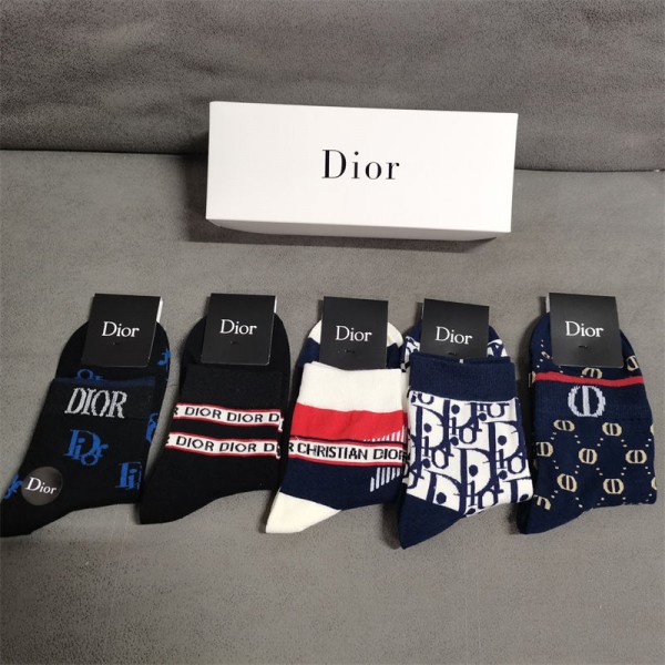 Dior ディオールコットン 靴下 メンズ 通気性ブランドミドルソックス 高品質浅口ソックス 女の子好き 韓国上質な コットン ソックス くつした