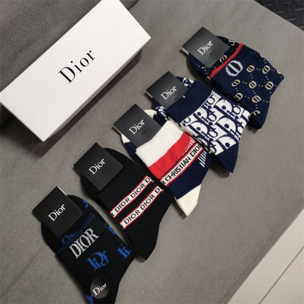 Dior ディオールコットン 靴下 メンズ 通気性ブランドミドルソックス 高品質浅口ソックス 女の子好き 韓国上質な コットン ソックス くつした