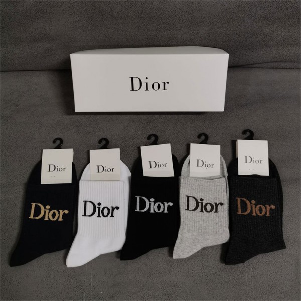 Dior ディオールレディース向け 靴下 かわいいブランド ストッキング 大人気ブランドミドルソックス 高品質上質な コットン ソックス くつした
